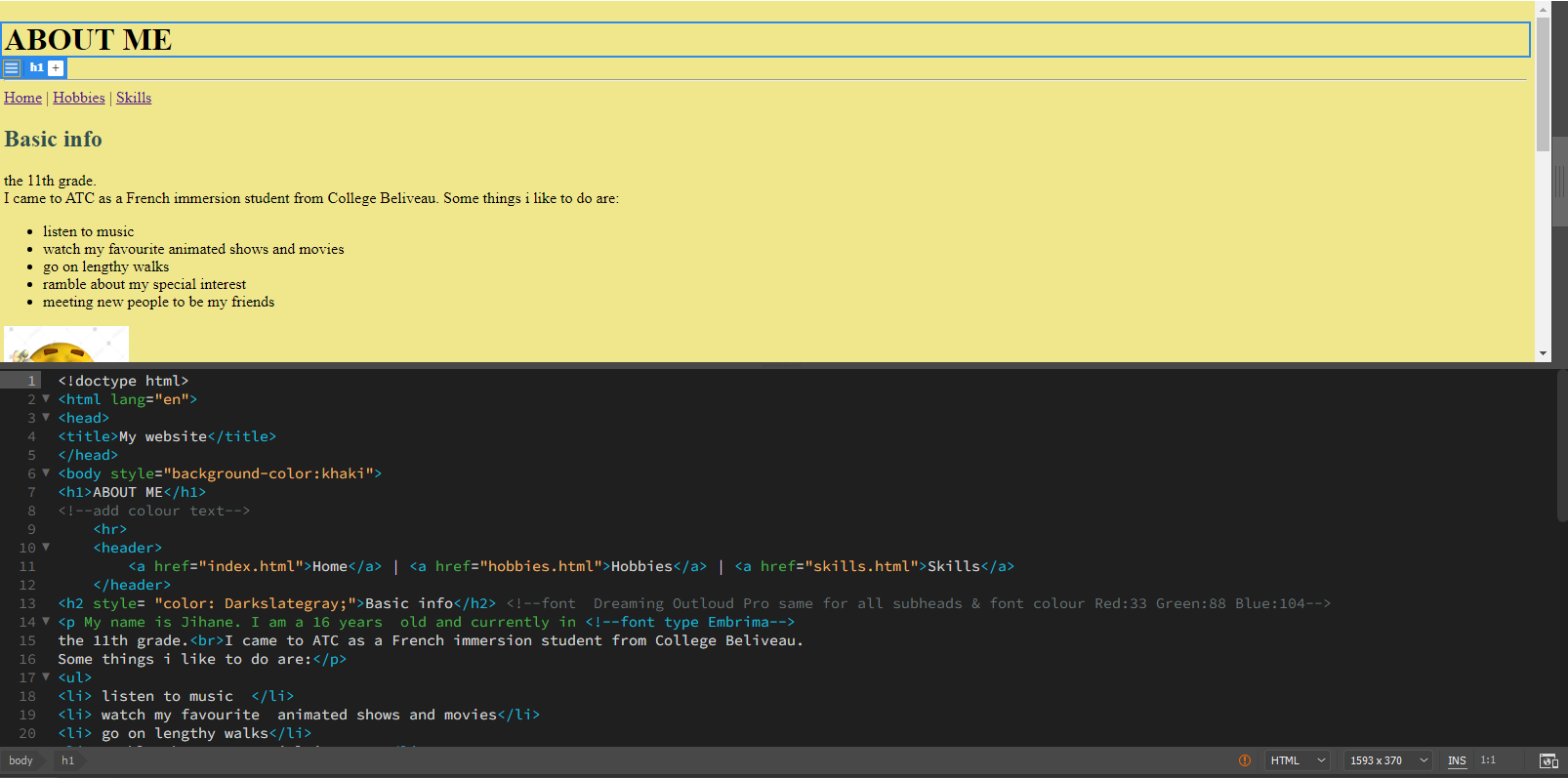 Half is a script of html while half is a site in progress